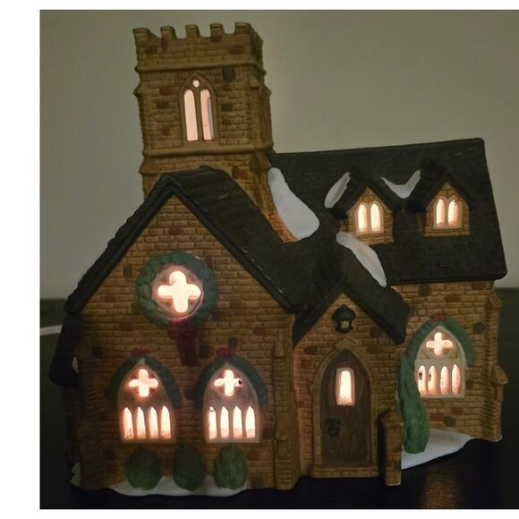 Department 56 Dickens Village 1989 Knottinghill Lighted Church  8.25" - Picture 2 of 8
